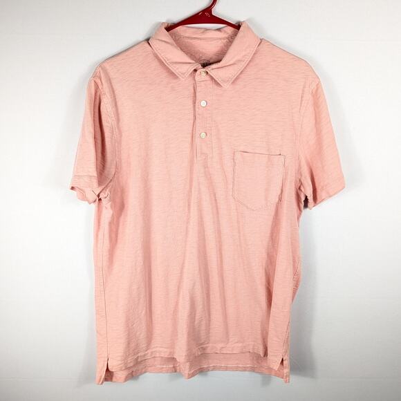 J.Crew Garment Dyed Polo Shirt L Pink Short Sleeve Cotton Pocket Casual Mens Top - Picture 1 of 3